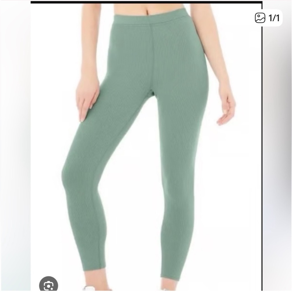 ALO Yoga Ribbed High-Waist Leggings in Sage